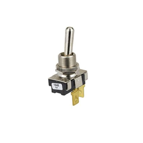 Techspan 35-3055, Heavy Duty Toggle Switch, Off-(On) Circuit, Single Pole/Single Throw (SPST), 20A, Brass Bat Actuator, Quick Connect Terminal