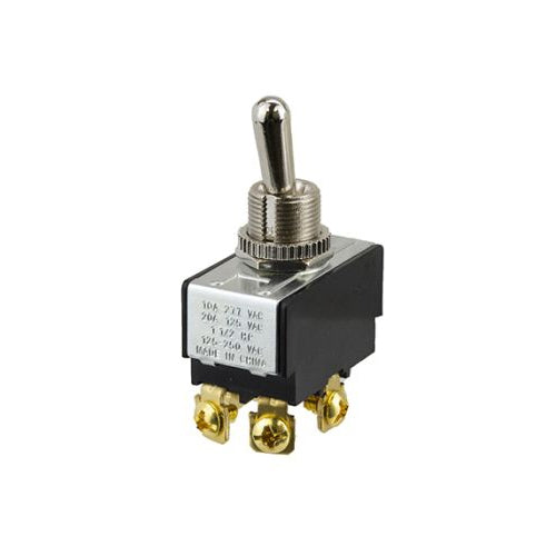 Techspan 35-3060, Heavy Duty Toggle Switch, On-Off Circuit, Double Pole/Single Throw (DPST), 20A, Brass Bat Actuator, Screw Terminal