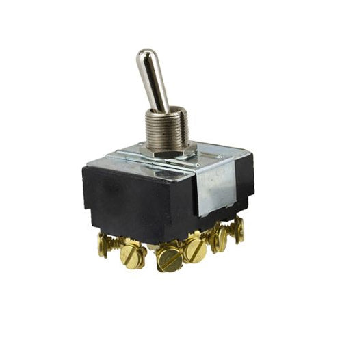 Techspan 35-3080, Heavy Duty Toggle Switch, On-On Circuit, Four Pole/Double Throw (4PDT), 15A, Metal Bat Actuator, Screw Terminal