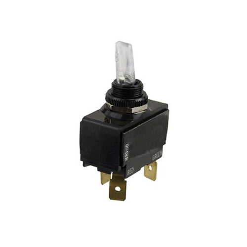 Techspan 35-3140, Medium Duty Toggle Switch, On-Off Circuit, Single Pole/Single Throw (SPST), 15A, Red/Green Lighted Paddle Actuator, Quick Connect Terminal