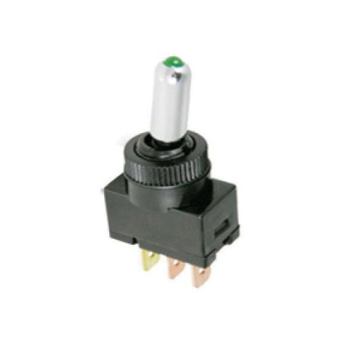 Techspan 35-3333, Lighted Toggle Switch, On-Off Circuit, Single Pole/Single Throw (SPST), 20A, LED Tip Actuator, Quick Connect/Solder Terminal