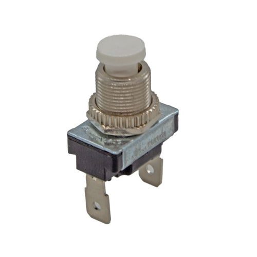 Techspan 35-3456, Standard Push Button Switch, (On)-Off Circuit, Single Pole/Single Throw (SPST), 6A, White Actuator, Quick Connect Terminal