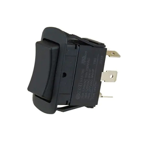 Techspan 35-3695, Standard Appliance Rocker Switch, (On)-Off-(On) Circuit, Double Pole/Double Throw (DPDT), 15A, Black Nylon Actuator