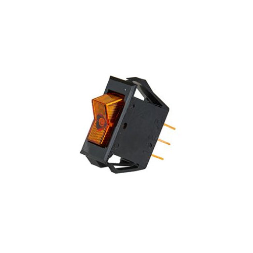 Techspan 35-3790, Lighted Appliance Rocker Switch, On-Off Circuit, Single Pole/Single Throw (SPST), 15A, Lighted Amber Nylon Actuator