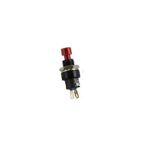 Techspan 35-410, Mini Push Button Switch, (Off)-On Circuit, Normally Open (NO), Single Pole/Single Throw (SPST), 1A, Red Round Cap Actuator, Solder Eyelet Terminal