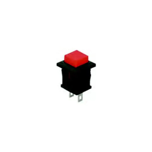 Techspan 35-415, Mini Push Button Switch, (Off)-On Circuit, Normally Open (NO), Single Pole/Single Throw (SPST), 1A, Red Rectangle Button Actuator, Quick Connect/Solder Terminal