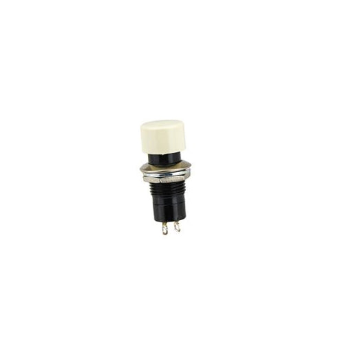 Techspan 35-422, Standard Push Button Switch, On-Off Circuit, Single Pole/Single Throw (SPST), 3A, White Plastic Actuator, Solder Eyelet Terminal