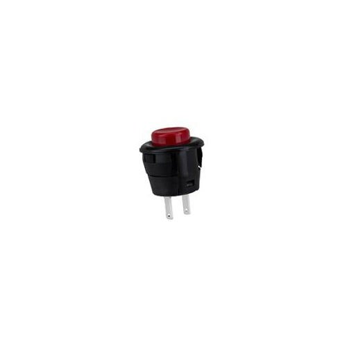 Techspan 35-423, Standard Push Button Switch, Off-(On) Circuit, Normally Open (NO), Single Pole/Single Throw (SPST), 3A, Red Plastic Actuator, Solder Eyelet Terminal