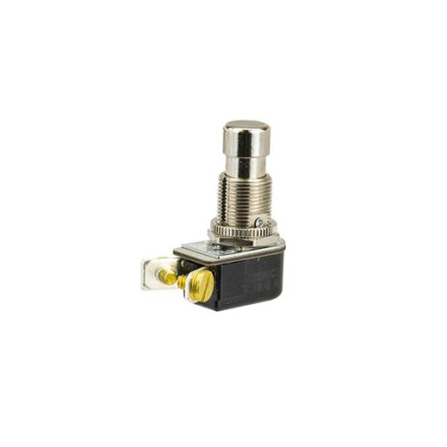 Techspan 35-449, Standard Push Button Switch, On-Off Circuit, Single Pole/Single Throw (SPST), 6A, Chrome Metal Actuator, Screw Terminal