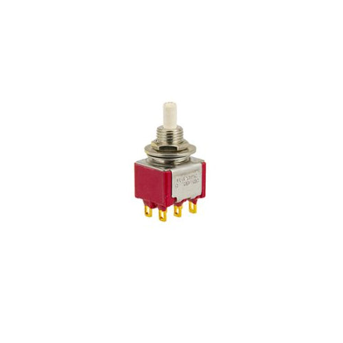Techspan 35-450, Mini Push Button Switch, On-(On) Circuit, Single Pole/Double Throw (SPDT), 1A 120VAC/28VDC, White Pin Actuator, Solder Eyelet Terminal