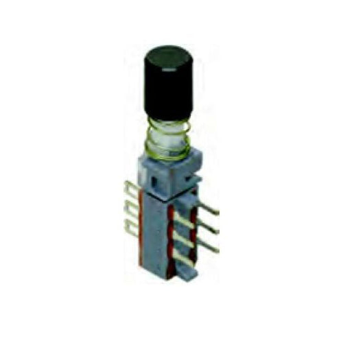 Techspan 35-491, Miniature Push Button Switch, On-On Circuit, Double Pole/Double Throw (DPDT), 0.5A 100VAC, Black Removable Button Actuator, PCB/Solder Lug Terminal
