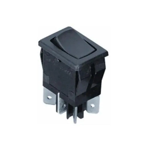 Techspan 35-606, Miniature Rocker Switch, On-On Circuit, Double Pole/Double Throw (DPDT), 8A, Black Actuator, Quick Connect Terminal