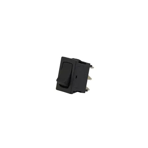 Techspan 35-644, Miniature Rocker Switch, On-On Circuit, Single Pole/Double Throw (SPDT), 10A, Black Actuator, Quick Connect Terminal