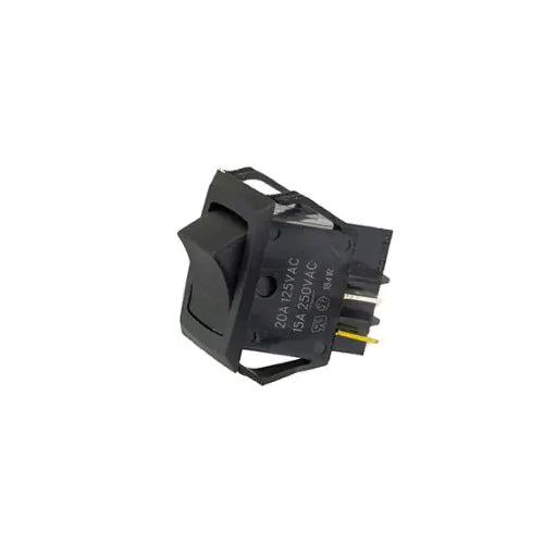 Techspan 35-654, Standard Appliance Rocker Switch, On-Off Circuit, Double Pole/Single Throw (DPST), 20A, Black Plastic Actuator