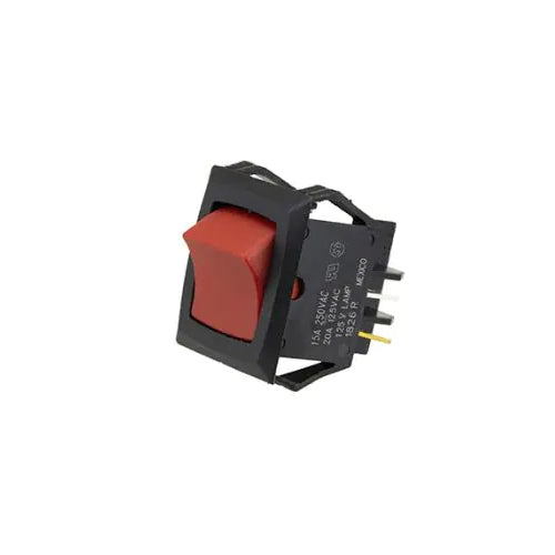 Techspan 35-655, Lighted Appliance Rocker Switch, On-Off Circuit, Double Pole/Single Throw (DPST), 20A, Lighted Red Plastic Actuator