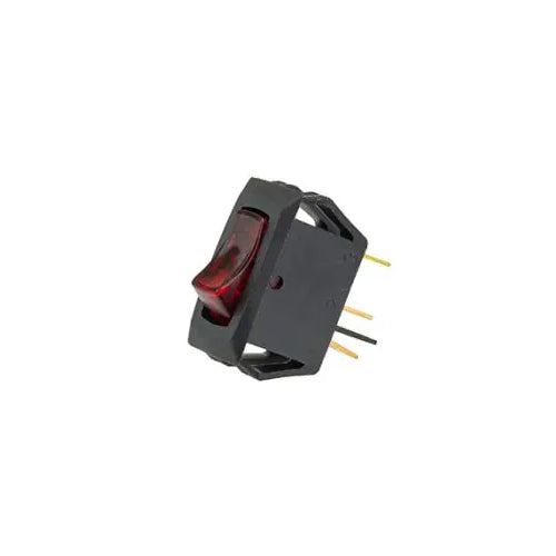 Techspan 35-660, Lighted Appliance Rocker Switch, On-Off Circuit, Single Pole/Single Throw (SPST), 10A 30VDC, Lighted Red Actuator