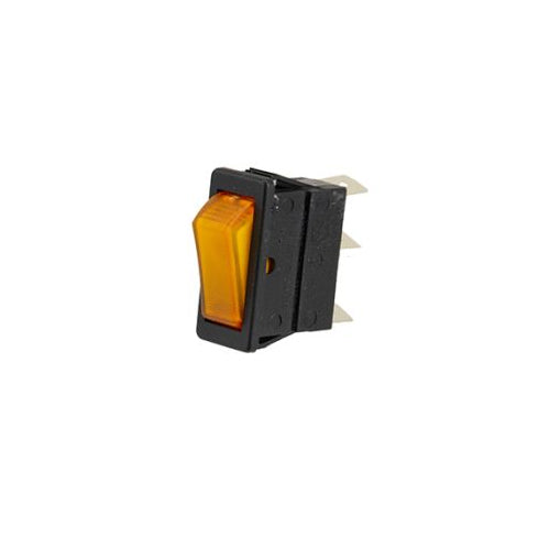 Techspan 35-662, Lighted Appliance Rocker Switch, On-Off Circuit, Single Pole/Single Throw (SPST), 15A, Lighted Amber Nylon Actuator