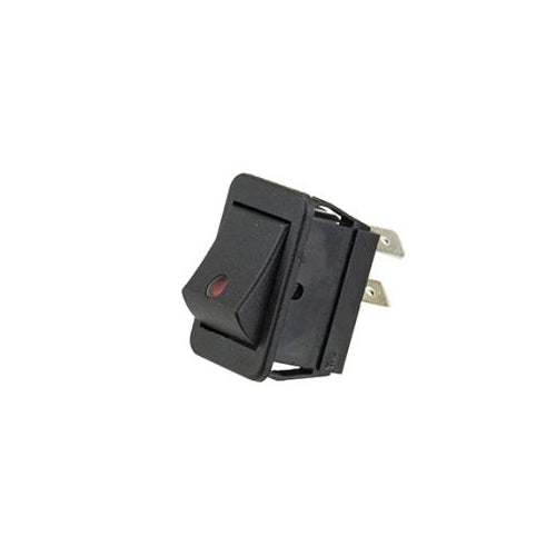 Techspan 35-686, Lighted Appliance Rocker Switch, On-Off Circuit, Double Pole/Single Throw (DPST), 20A, Black w/Red Indicator Actuator, Quick Connect Terminal