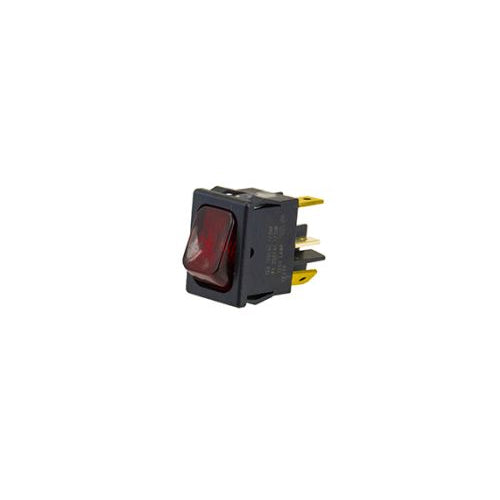 Techspan 35-696, Lighted Appliance Rocker Switch, On-Off Circuit, Single Pole/Single Throw (SPST), 15A, Lighted Red Actuator, Quick Connect Terminal