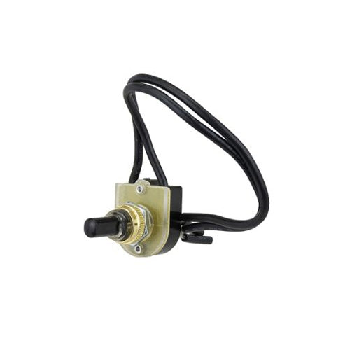 Techspan 35-852, Miniature Push Button Switch, On-Off Circuit, Single Pole/Single Throw (SPST), 6A 250VAC, Black Canopy Button Actuator, 6'' Wire Lead Terminal