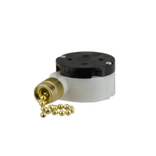 Techspan 35-867, Specialty Pull Chain Switch, Off/1-On/2-On/3-On Circuit, Single Pole/Triple Throw (SP3T), 6A 125VAC, Push-in Terminal