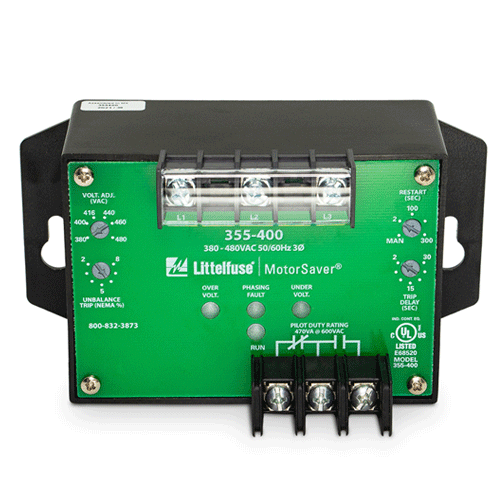 Littelfuse 355400, 355 Series, 3-Phase Voltage/Phase Monitor, Voltage Asymmetry, Voltage Sensing AC 380 ~ 480VAC, SPDT (1 Form C)