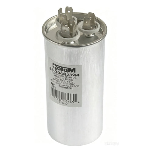 Rotom 36-304R3744, Round Run Capacitor, 30/4 MFD, 370/440 Volt, 1.97'' Diameter, 4.16'' Height