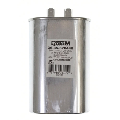 Rotom 36-35-370440, 12018, 12043, Oval Run Capacitor, 35 MFD, 370/440 Volt, 2.8'' W x 1.77'' D x 3.55'' H