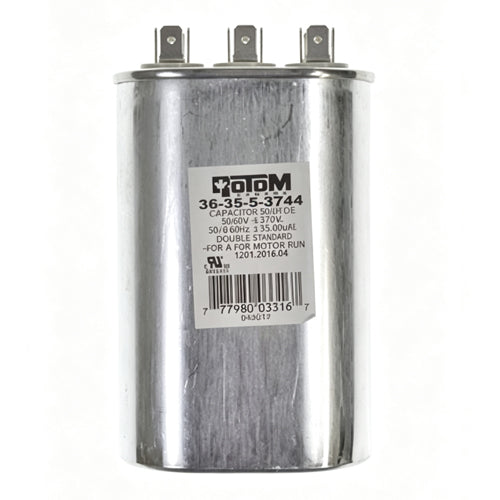 Rotom 36-35-5-3744, 12072, Oval Run Capacitor, 35/5 MFD, 370/440 Volt, 2.8'' W x 1.77'' D x 3.94'' H