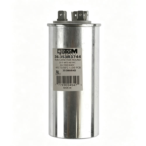 Rotom 36-353R3744, Round Run Capacitor, 35/3 MFD, 370/440 Volt, 1.97'' Diameter, 4.33'' Height