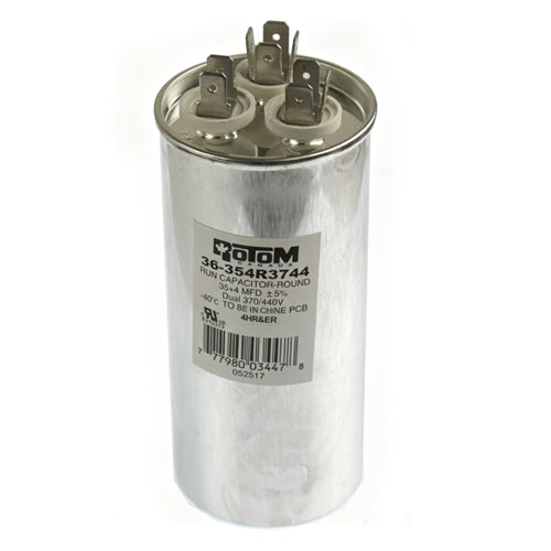 Rotom 36-355R3744, Round Run Capacitor, 35/5 MFD, 370/440 Volt, 2.17'' Diameter, 4.33'' Height