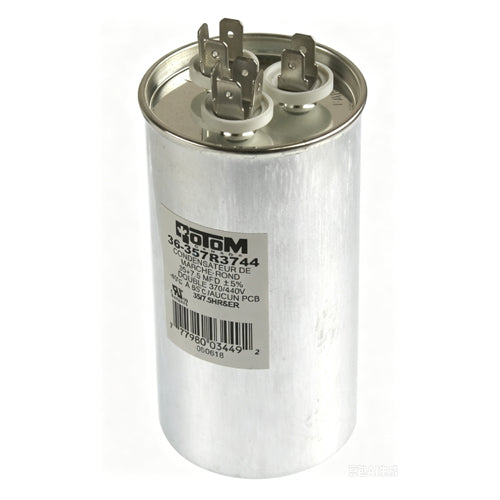 Rotom 36-357R3744, Round Run Capacitor, 35/7.5 MFD, 370/440 Volt, 2.17'' Diameter, 4.33'' Height