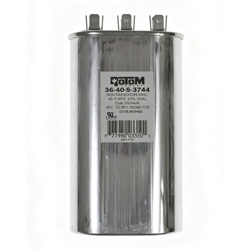Rotom 36-40-5-3744, 12178, 12171 , Oval Run Capacitor, 40/5 MFD, 370/440 Volt, 2.8'' W x 1.77'' D x 4.33'' H