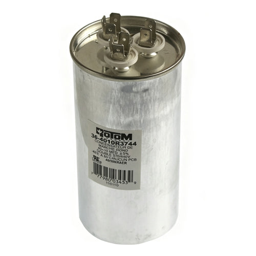 Rotom 36-4010R3744, Round Run Capacitor, 40/10 MFD, 370/440 Volt, 2.36'' Diameter, 4.72'' Height