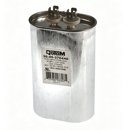 Rotom 36-45-370440, 12023, 12048, Oval Run Capacitor, 45 MFD, 370/440 Volt, 2.8'' W x 1.77'' D x 4.33'' H