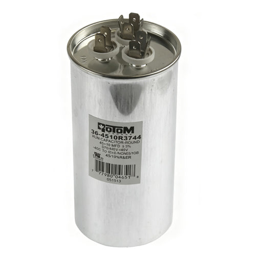 Rotom 36-4510R3744, Round Run Capacitor, 45/10 MFD, 370/440 Volt, 2.36'' Diameter, 4.72'' Height