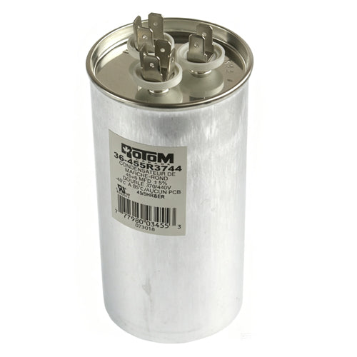 Rotom 36-455R3744, Round Run Capacitor, 45/5 MFD, 370/440 Volt, 2.36'' Diameter, 4.72'' Height