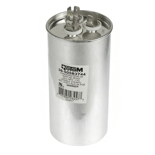 Rotom 36-505R3744, Round Run Capacitor, 50/5 MFD, 370/440 Volt, 2.36'' Diameter, 5.12'' Height