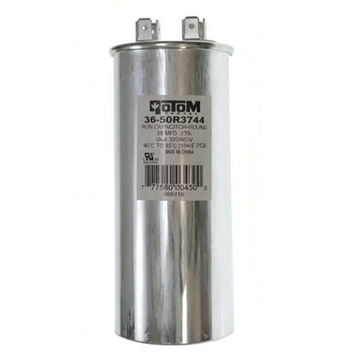 Rotom 36-50R3744, Round Run Capacitor, 50 MFD, 370/440 Volt, 2'' Diameter, 4.33'' Height