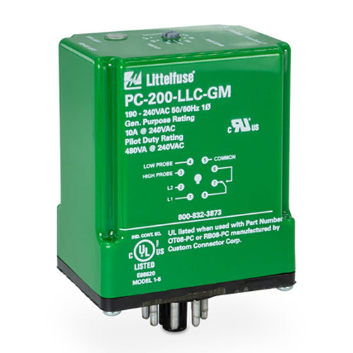 Littelfuse PC-200-LLC-GM, PC Series, Liquid Level Control Relay, 190-240Vac, Compatible with Gems' series 16M