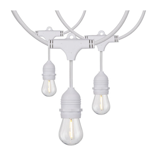 Satco S8038, 24' LED String Light, 120V, 12W, 2200K Warm White, 100 Lumens, Includes 12-S14 bulbs, White Cord