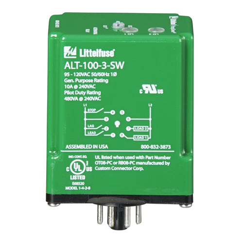 Littelfuse ALT-200-3-SW, ALT Pump Controls Series, Alternating Relay DPDT, 190-240VAC, 8-pin Octal Mounting