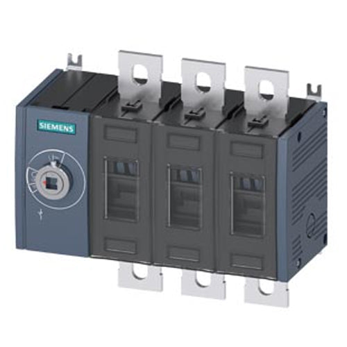 Siemens 3KD42300PE100, Switch Disconnector 400A, Size 3, 3-Pole Front Operating Mechanism Left Basic Unit Without Handle Flat Terminal