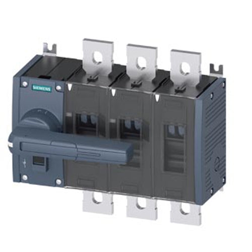 Siemens 3KD48320QE100, Switch Disconnector 800A, Size 4, 3-Pole Front Operating Mechanism Left Complete Unit With Direct Operating Mechanism Gray Flat Terminal