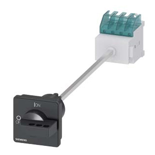Siemens 3LD20170TK11, SENTRON, Switch Disconnector 3LD, Main Switch, 3-Pole, Iu: 16 A, Operating Power / at AC-23 A at 400 V: 7.5 KW, Floor Mounting with Door Coupling, Defeatable Knob-Operated Mechanism, Black, 4-Hole Mounting of the Handle
