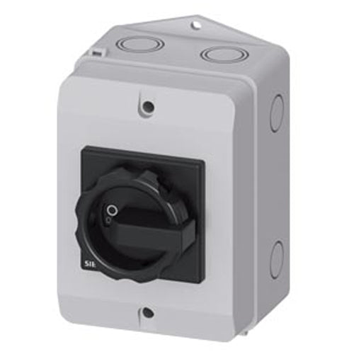 Siemens 3LD21641GP510US2, SENTRON, Switch Disconnector 3LD, Main Switch, 3-Pole, Iu: 25 A, Operating Power / at AC-23 A at 400 V: 9.5 KW, Molded-Plastic Encapsulation for Inch Cable Gland, 1 NC, 1 NO, Rotary Operating Mechanism, Black