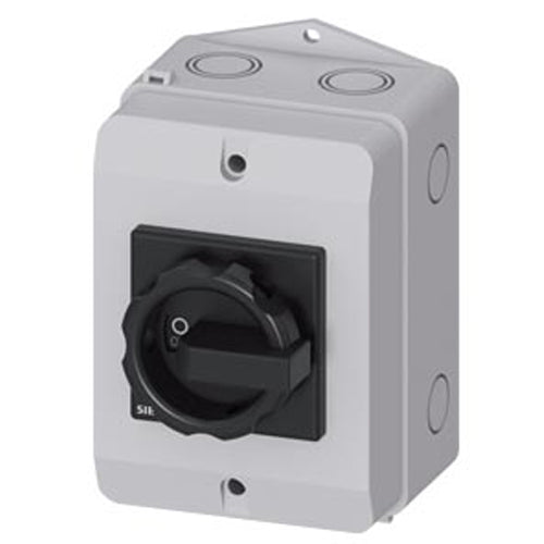 Siemens 3LD22640TB51, SENTRON, Switch Disconnector 3LD, Main Switch, 3-Pole, Iu: 32 A, Operating Power / at AC-23 A at 400 V: 11.5 KW, Molded-Plastic Encapsulation For Metric Cable Gland, Rotary Operating Mechanism, Black