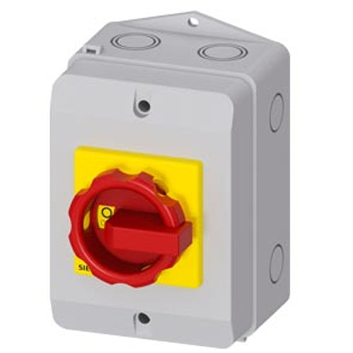 Siemens 3LD22641GP530US2, SENTRON, Switch Disconnector 3LD, Emergency Switching-Off Switch, 3- Pole, Iu: 32 A, Operating Power / at AC-23 A 400 V: 11.5 KW, Molded-Plastic Encapsulation For Inch Cable Gland, 1 NC, 1 NO