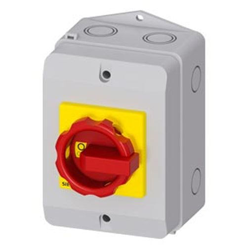 Siemens 3LD22641TS530US2, SENTRON, Switch Disconnector 3LD, Emergency Switching-Off Switch, 3- Pole, Iu: 32 A, Operating Power / at AC-23 A 400 V: 11.5 KW, Molded-Plastic Encapsulation For Inch Cable Gland, 2 NO