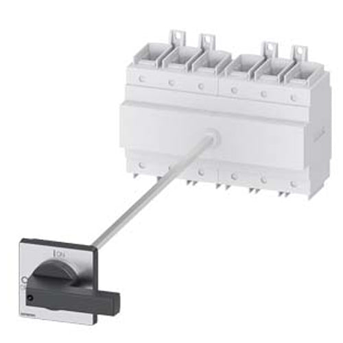 Siemens 3LD23183VK11, SENTRON, Switch Disconnector 3LD, Main Switch, 6-Pole, Iu: 160 A, Operating Power / at AC-23 A at 400 V: 75 KW, Floor Mounting with Door Coupling, Knob-Operated Mechanism, Black, 4-Hole Mounting of the Handle